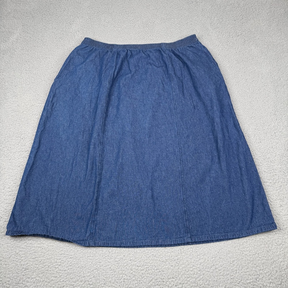Vermont Country Store Denim Skirt Womens XLP Petite Blue Classic Pull On Prairie